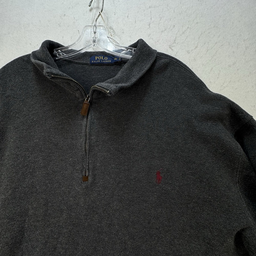 Polo Ralph Lauren Sweater Mens 2XLT Gray Pullover 1/4 Zip Cotton Mock Neck‎ Prep - Picture 10 of 10